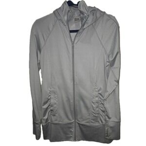 Mondetta Women's Sz S  Gray Zip‎ Up Hoodie Long Sleeve, Thumb Holes